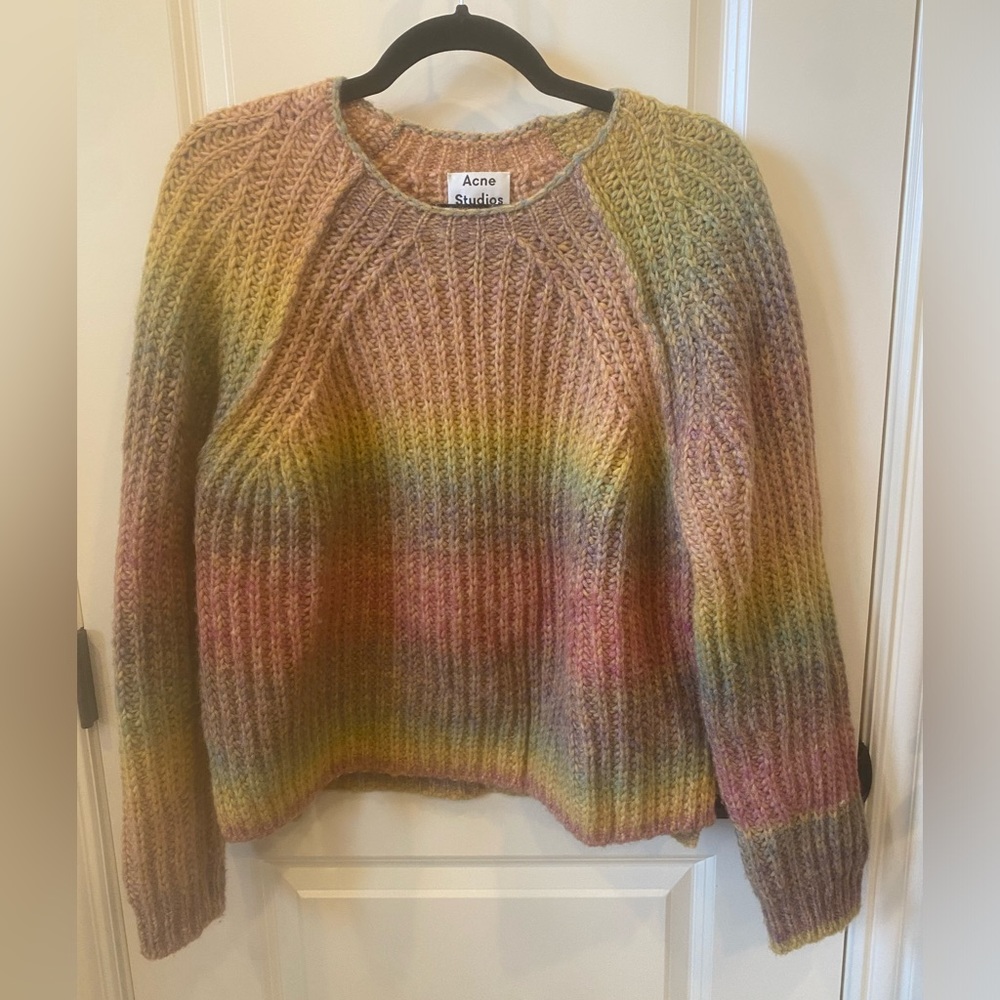 Acne Studios Multicolor Pastel Stripe Wool Sweater - Pink, Green, Yellow